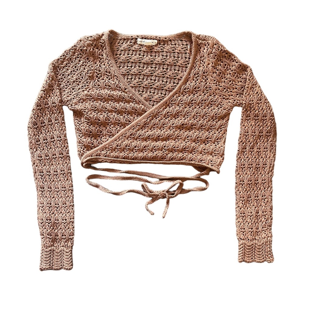 Aeropostale Peachy Orange Knitted Cropped Sweater- Size Medium